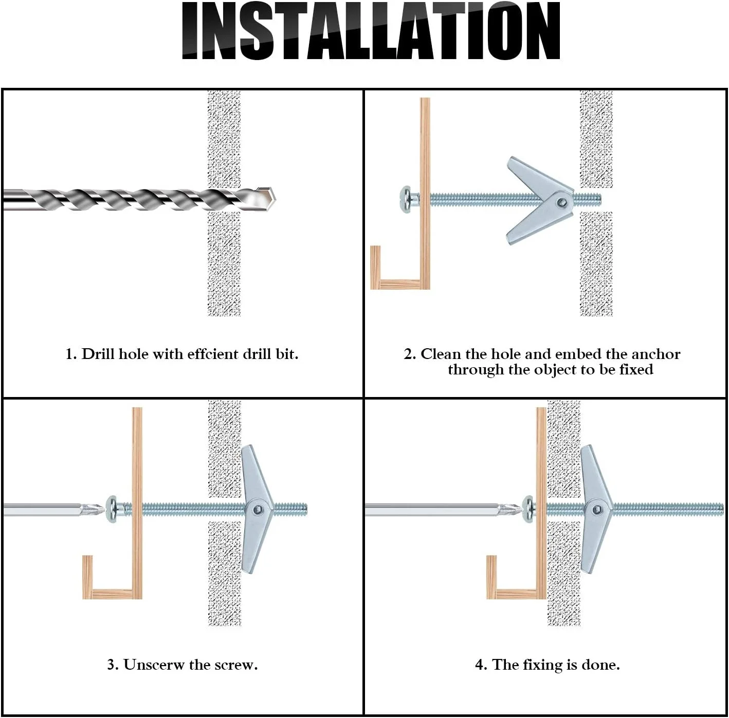 پیچ و مهره پروانه ای Sutemribor در سایزهای 1/8 اینچ، 3/16 اینچ و 1/4 اینچ، مناسب برای آویزان کردن اجسام سنگین از دیوار خشک، 48 عدد پیچ و مهره پروانه ای Sutemribor در سایزهای 1/8 اینچ، 3/16 اینچ و 1/4 اینچ، مناسب برای آویزان کردن اجسام سنگین از دیوار خشک، 48 عدد