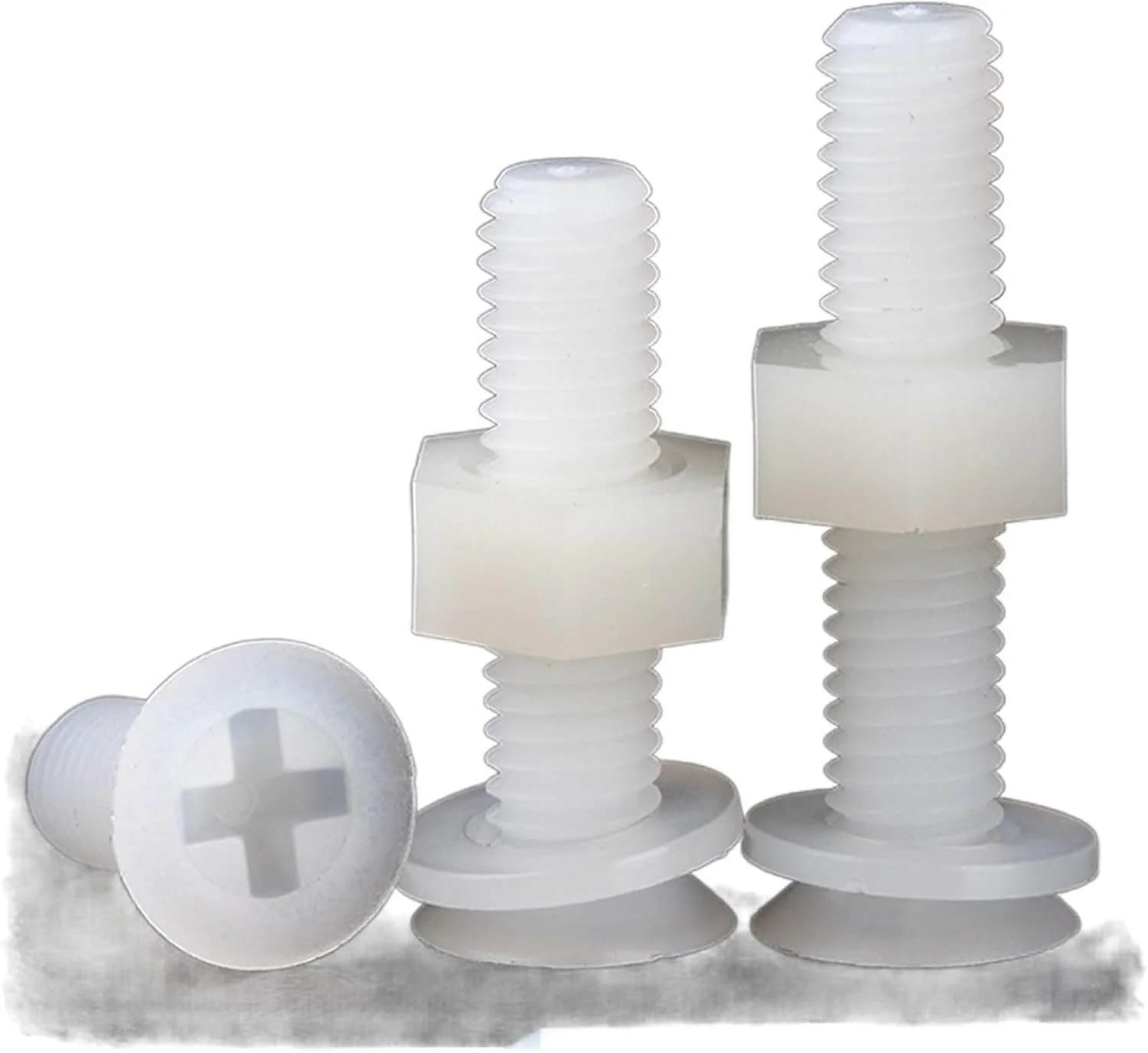 پیچ و مهره های سِمور، پیچ های سر خزینه ای نایلونی و مجموعه ترکیبی سه گانه مهره ها، پیچ و مهره های سر تخت پلاستیکی