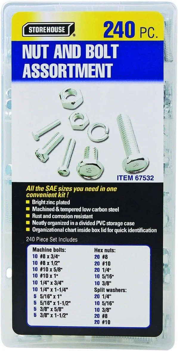 Storehouse 67532 240 Piece Nut and Bolt Assortment Storehouse 67532 240 Piece Nut and Bolt Assortment