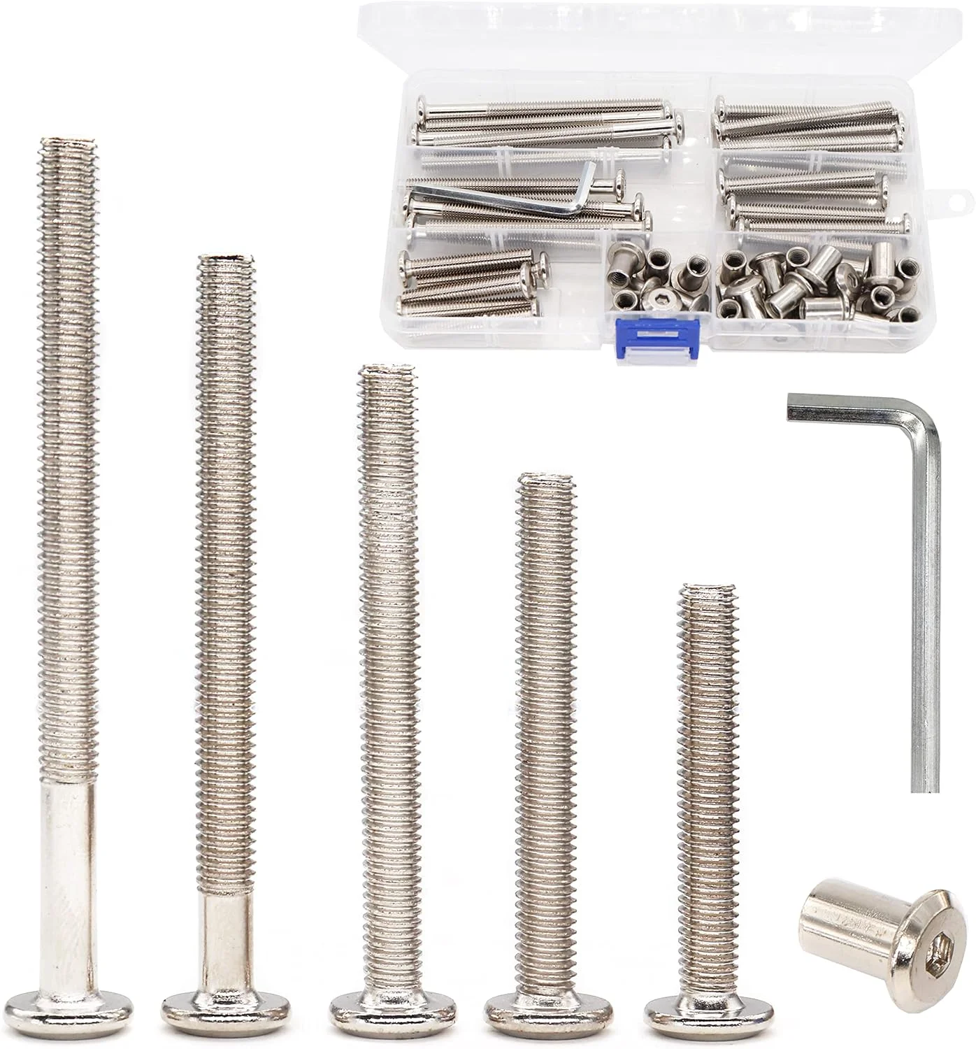 مجموعه 50 عددی پیچ و مهره استوانه ای با سر شش گوش binifiMux، پیچ های اتصال مبلمان، پیچ های پرچ، مهره های استوانه ای، پیچ های خزینه ای M6x40mm 50mm 60mm 70mm 80mm با روکش نیکل مجموعه 50 عددی پیچ و مهره استوانه ای با سر شش گوش binifiMux، پیچ های اتصال مبلمان، پیچ های پرچ، مهره های استوانه ای، پیچ های خزینه ای M6x40mm 50mm 60mm 70mm 80mm با روکش نیکل