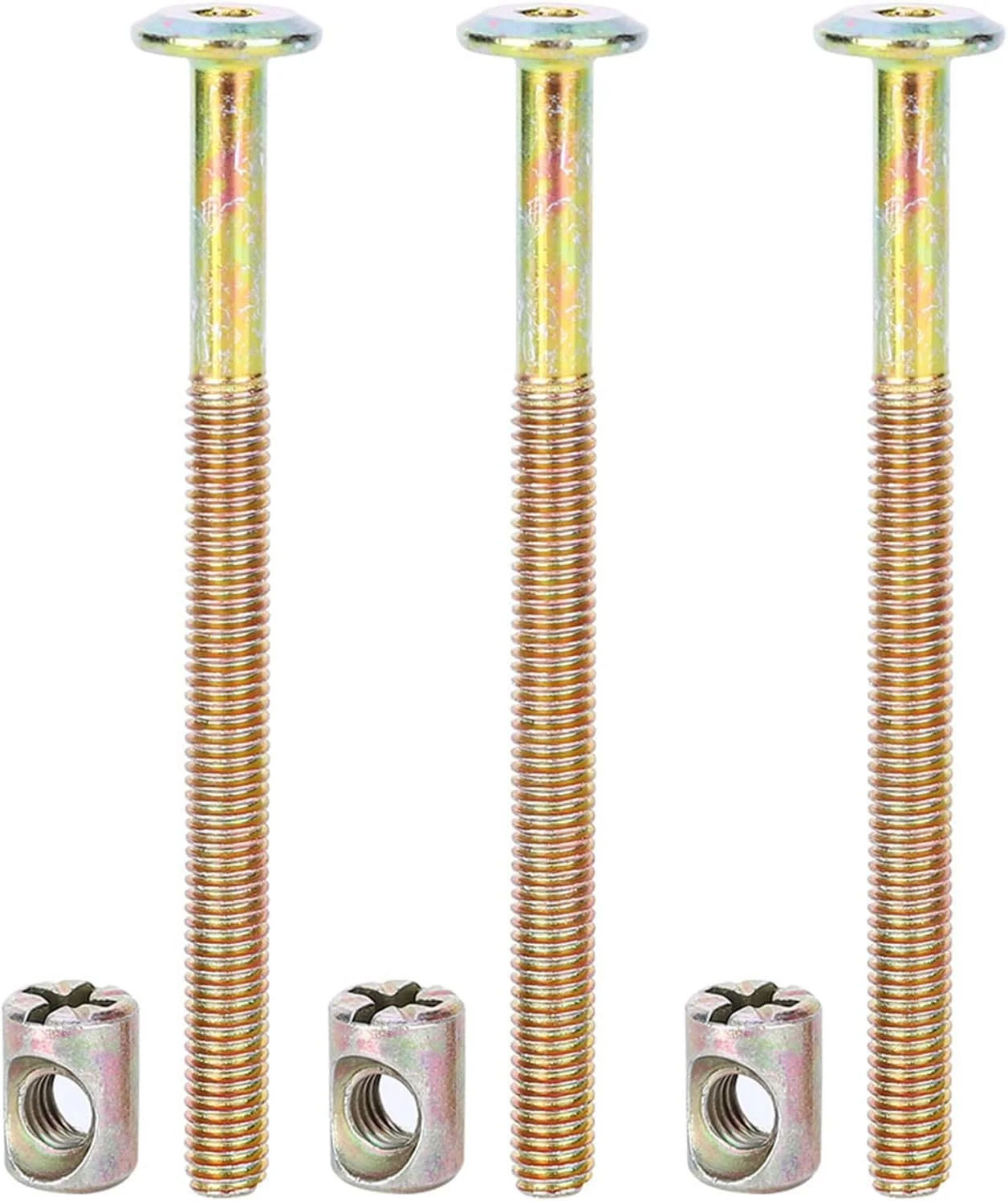 10 عدد پیچ و مهره M6 فولاد کربنی اتصالات اتصال دهنده میله ای برای پیچ های مبلمان تخت خواب صندلی تخت نوزاد (90 میلی متر)