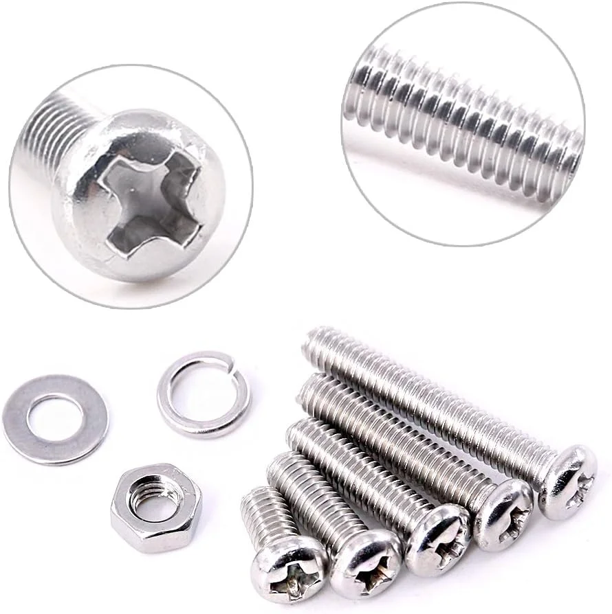 مجموعه پیچ و مهره استیل ضد زنگ گلارک با سر گرد M4، شامل پیچ های فیلیپس، مهره ها، واشرهای قفلی و واشرهای تخت، 280 قطعه مجموعه پیچ و مهره استیل ضد زنگ گلارک با سر گرد M4، شامل پیچ های فیلیپس، مهره ها، واشرهای قفلی و واشرهای تخت، 280 قطعه