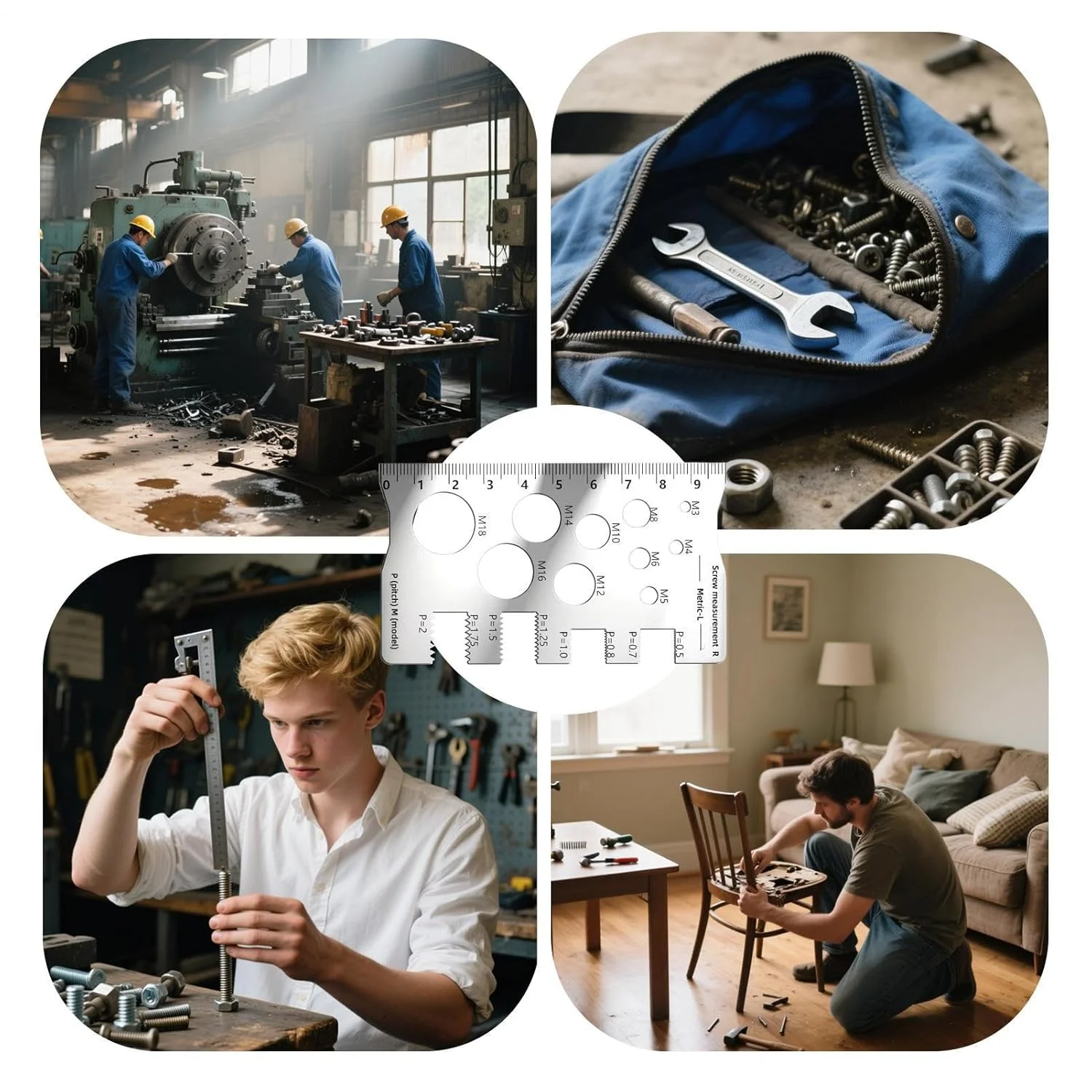 ابزار بررسی رزوه مهره و پیچ، سایزر قابل حمل پیچ | ابزار اندازه گیری پیچ استیل ضد زنگ برای سخت افزار فروشی ها، برقکاران، علاقه مندان به تعمیرات، علاقه مندان به خودرو، نجاران ابزار بررسی رزوه مهره و پیچ، سایزر قابل حمل پیچ | ابزار اندازه گیری پیچ استیل ضد زنگ برای سخت افزار فروشی ها، برقکاران، علاقه مندان به تعمیرات، علاقه مندان به خودرو، نجاران