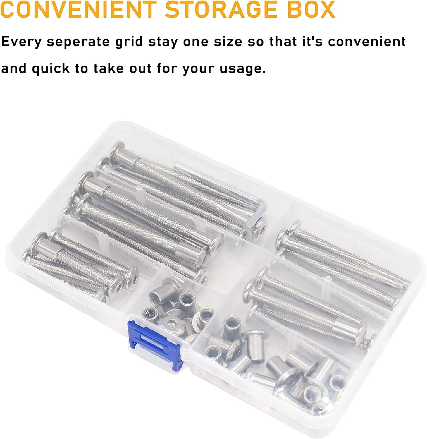 مجموعه 50 عددی پیچ و مهره استوانه ای با سر شش گوش binifiMux، پیچ های اتصال مبلمان، پیچ های پرچ، مهره های استوانه ای، پیچ های خزینه ای M6x40mm 50mm 60mm 70mm 80mm با روکش نیکل