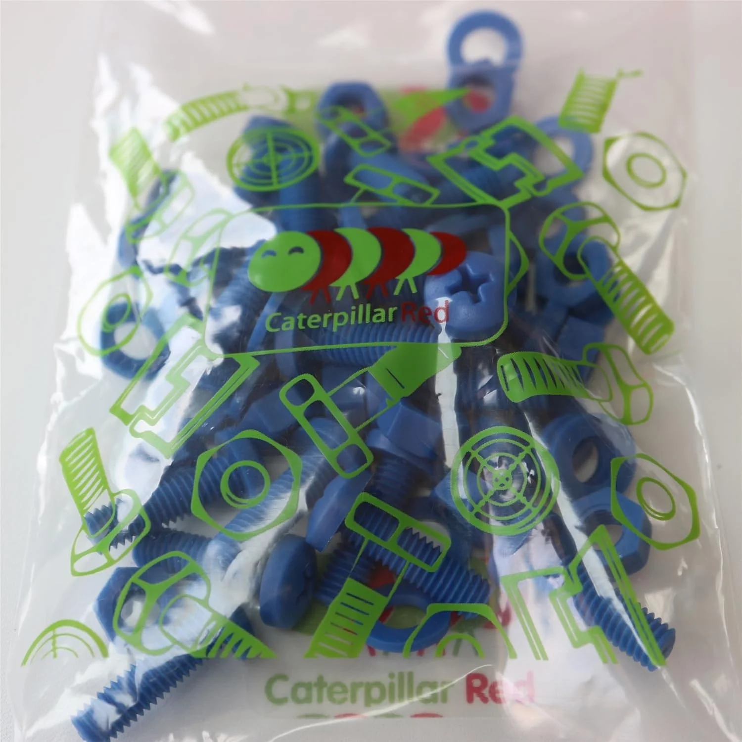 پیچ های سر گرد فیلیپس کاترپیلار قرمز 20 عددی با مهره و واشر پلاستیکی پلی پروپیلن (PP) آبی، M6 x 20mm، اکریلیک، مقاوم در برابر آب، ضد خوردگی، مقاوم در برابر مواد شیمیایی، 15/64 اینچ x 25/32 اینچ