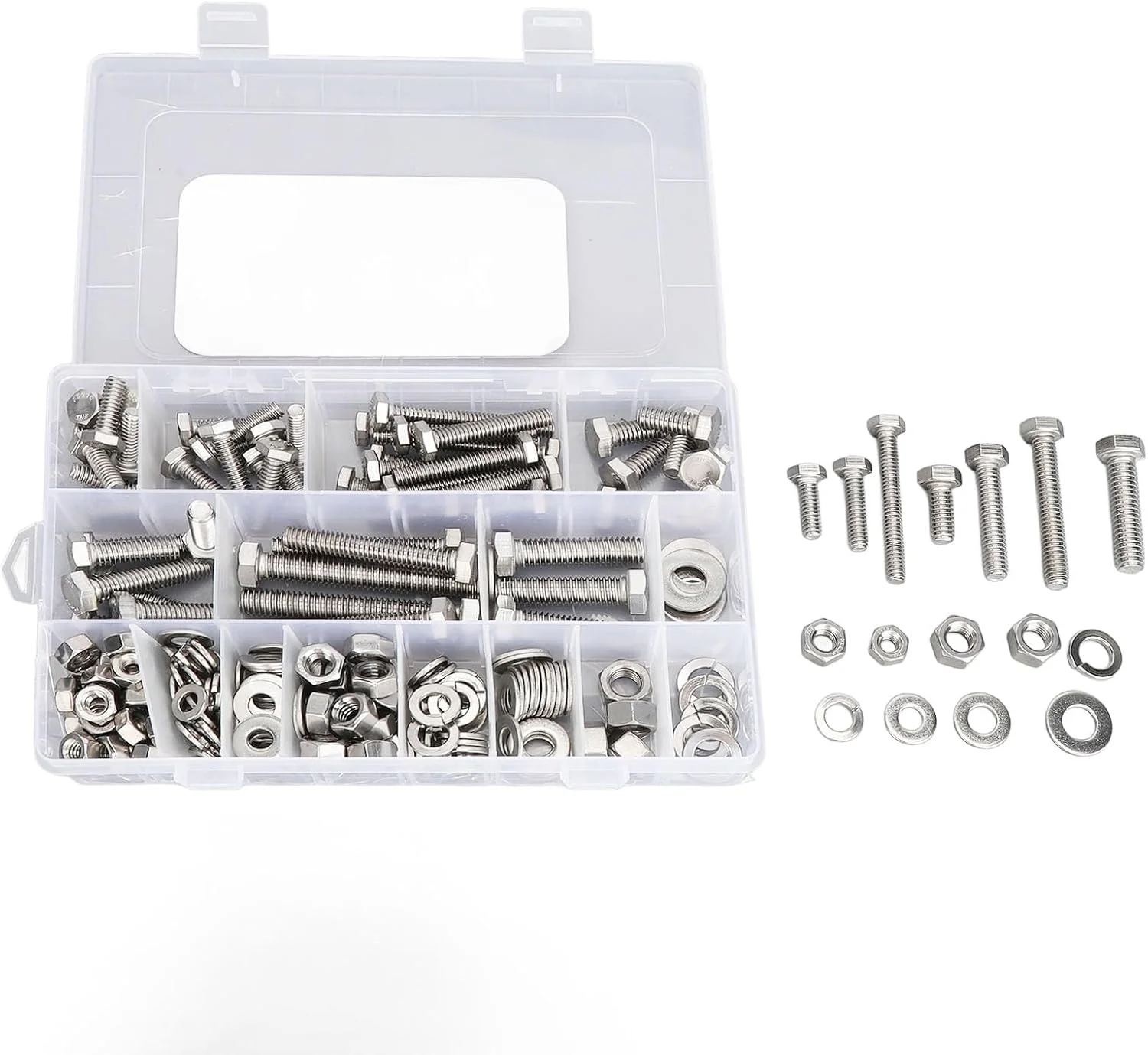 مجموعه 246 عددی مهره و پیچ شش گوش NDNCZDHC، مجموعه پیچ، مهره و واشر استیل ضد زنگ به همراه جعبه نگهداری مجموعه 246 عددی مهره و پیچ شش گوش NDNCZDHC، مجموعه پیچ، مهره و واشر استیل ضد زنگ به همراه جعبه نگهداری