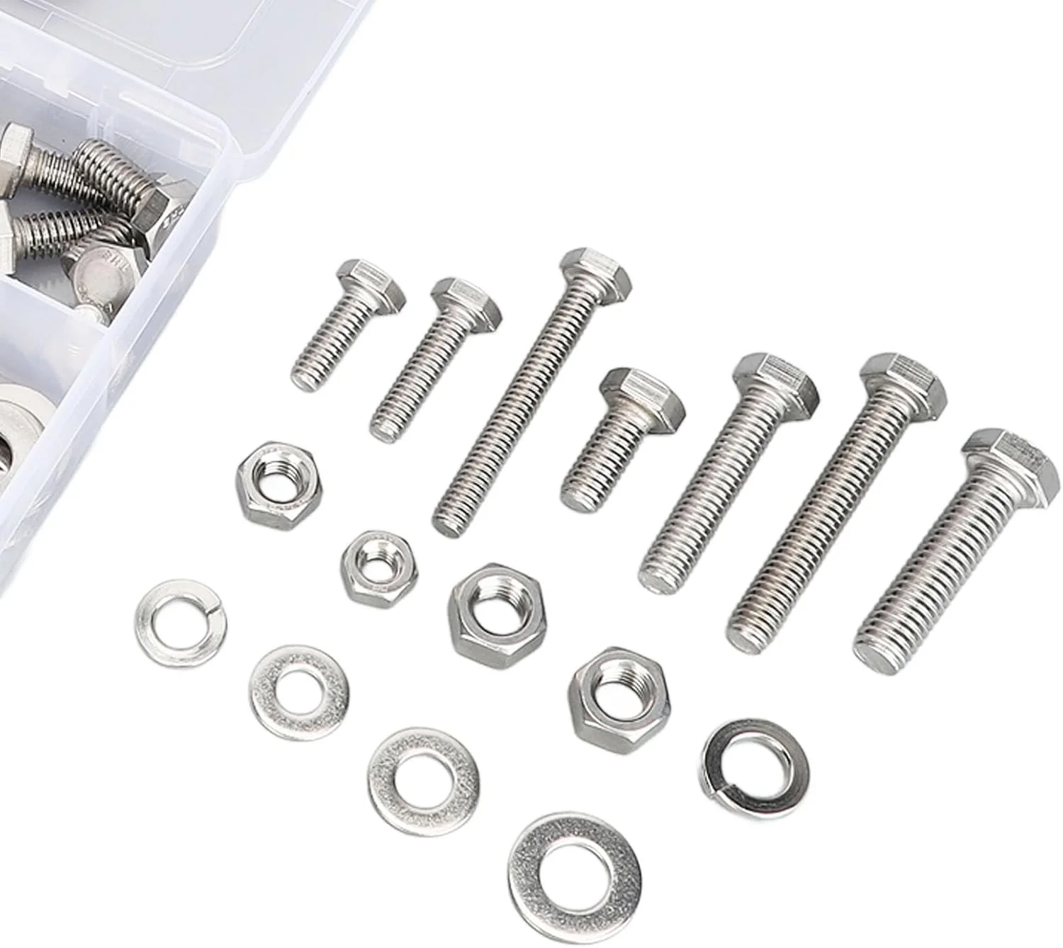 مجموعه 246 عددی مهره و پیچ شش گوش NDNCZDHC، مجموعه پیچ، مهره و واشر استیل ضد زنگ به همراه جعبه نگهداری مجموعه 246 عددی مهره و پیچ شش گوش NDNCZDHC، مجموعه پیچ، مهره و واشر استیل ضد زنگ به همراه جعبه نگهداری