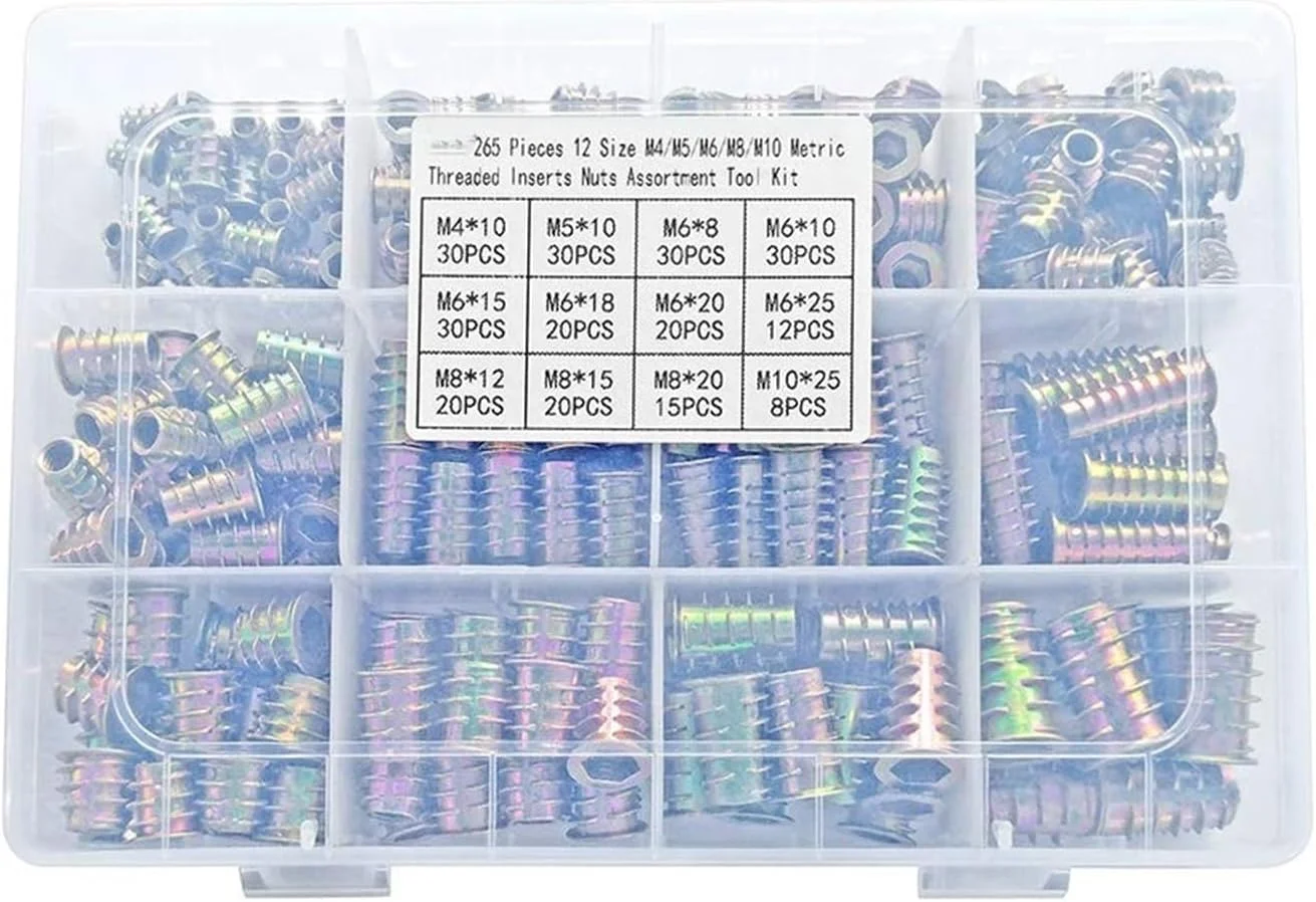 THE WHITE SHOP THE WHITE SHOP مجموعه 265 عددی مهره های رزوه ای متری در 12 سایز M4/M5/M6/M8/M10، کیت ابزار اتصالات مبلمان آلیاژ روی، پیچ و مهره، اتصال دهنده، مهره های درج پیچ سوکت شش گوش THE WHITE SHOP THE WHITE SHOP مجموعه 265 عددی مهره های رزوه ای متری در 12 سایز M4/M5/M6/M8/M10، کیت ابزار اتصالات مبلمان آلیاژ روی، پیچ و مهره، اتصال دهنده، مهره های درج پیچ سوکت شش گوش