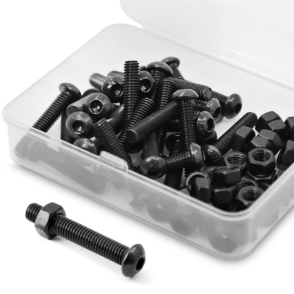 مجموعه پیچ و مهره MINHER (30 ست) M6 x 20 میلی متر، پیچ های آلن سر نیم گرد، فولاد آلیاژی درجه 10.9، رزوه کامل مجموعه پیچ و مهره MINHER (30 ست) M6 x 20 میلی متر، پیچ های آلن سر نیم گرد، فولاد آلیاژی درجه 10.9، رزوه کامل