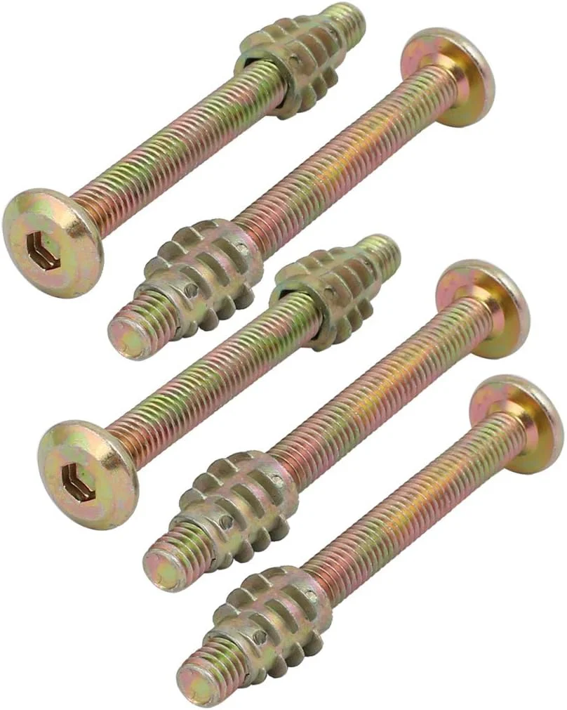 Aexit 5 عدد اتصالات اتصال دهنده مبلمان (سخت افزار خانگی) پیچ با سر استوانه ای M6x60mm به همراه مهره چوبی