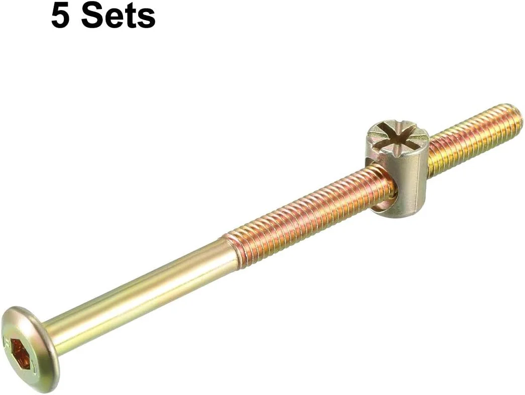 uxcell مجموعه مهره و پیچ مبلمان M6x90mm، پیچ با سر سوکت شش گوش، طول رزوه 56.7mm به همراه مهره استوانه ای برای تخت خواب، تاج تخت، صندلی، 5 ست uxcell مجموعه مهره و پیچ مبلمان M6x90mm، پیچ با سر سوکت شش گوش، طول رزوه 56.7mm به همراه مهره استوانه ای برای تخت خواب، تاج تخت، صندلی، 5 ست