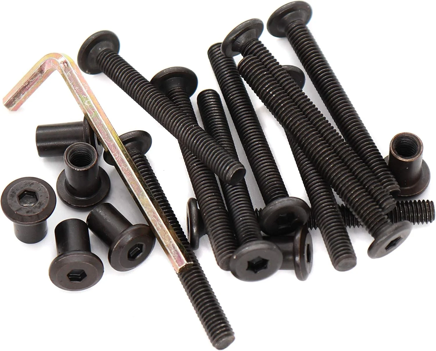 binifiMux بسته 10 عددی پیچ های سر استوانه ای M6x65mm مشکی با مهره های استوانه ای M6 x 12mm مناسب برای تخت خواب و مبلمان کودک
