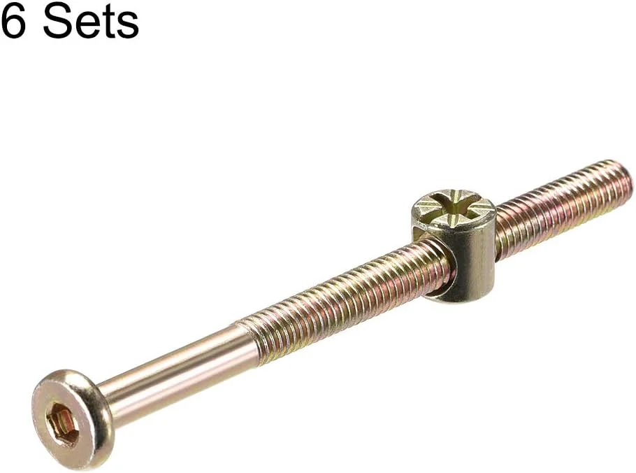 ست پیچ و مهره مبلمان M6 uxcell، پیچ سوکت شش گوش 70 میلی متری با مهره های استوانه ای، روکش روی اندود شده، 6 ست ست پیچ و مهره مبلمان M6 uxcell، پیچ سوکت شش گوش 70 میلی متری با مهره های استوانه ای، روکش روی اندود شده، 6 ست