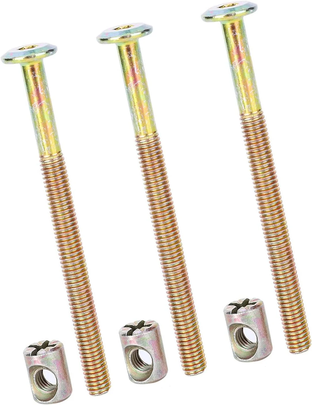10 عدد پیچ و مهره M6 فولاد کربنی اتصالات اتصال دهنده برای پیچ های مبلمان تختخواب صندلی گهواره (100 میلی متر) 10 عدد پیچ و مهره M6 فولاد کربنی اتصالات اتصال دهنده برای پیچ های مبلمان تختخواب صندلی گهواره (100 میلی متر)