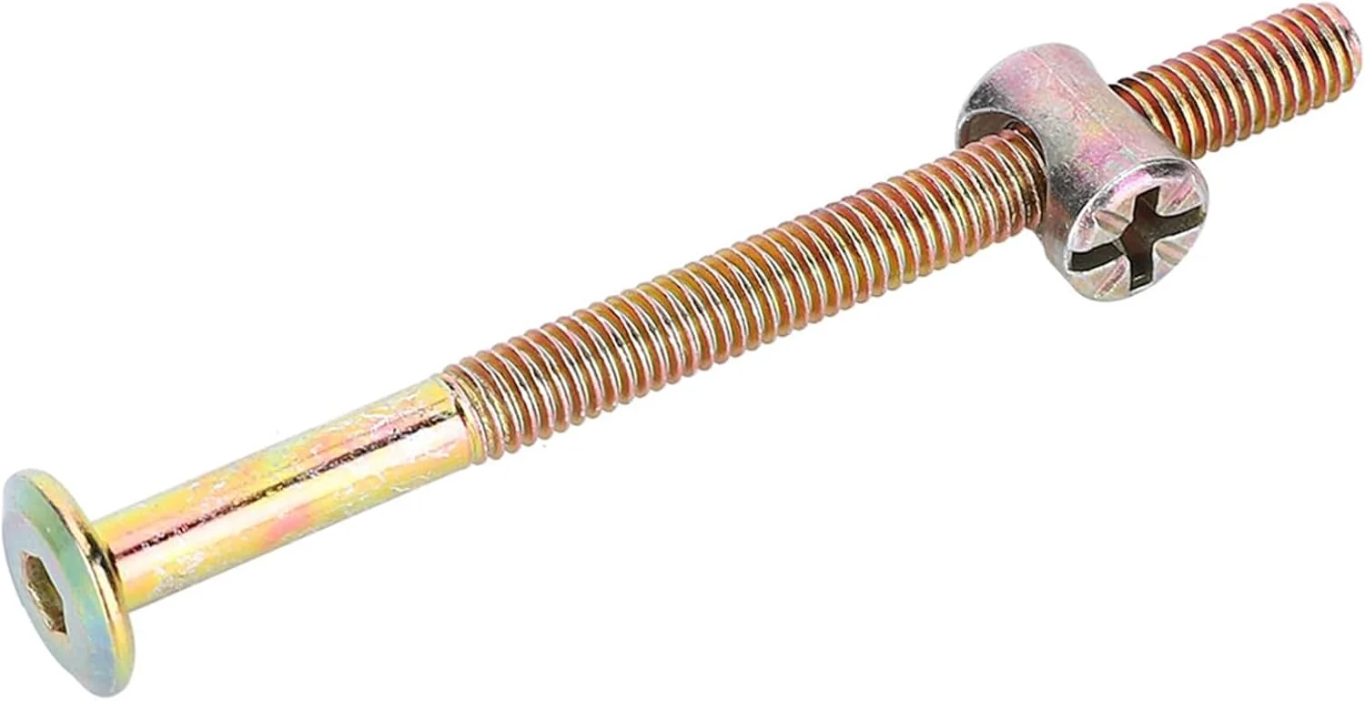 10 عدد پیچ و مهره M6 فولاد کربنی اتصالات اتصال دهنده برای پیچ های مبلمان تختخواب صندلی گهواره (100 میلی متر) 10 عدد پیچ و مهره M6 فولاد کربنی اتصالات اتصال دهنده برای پیچ های مبلمان تختخواب صندلی گهواره (100 میلی متر)