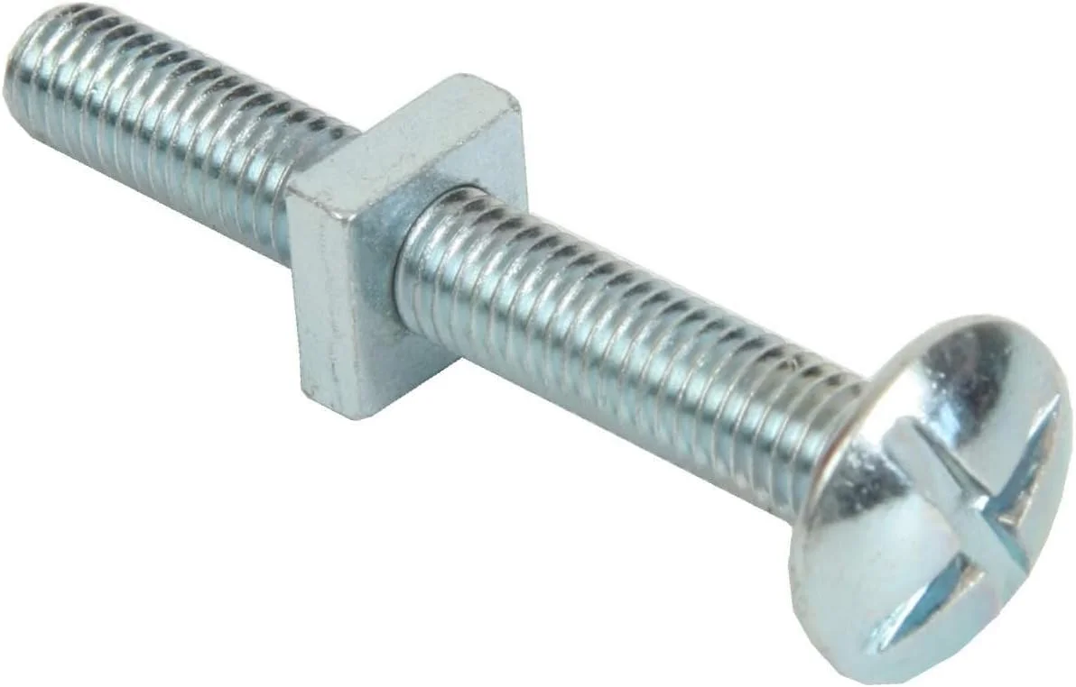مجموعه ۱۱ عددی پیچ و مهره شیروانی با سر خزینه و دوسو Merriway BH02162، سایز M6 x 50mm، رنگ نقره‌ای