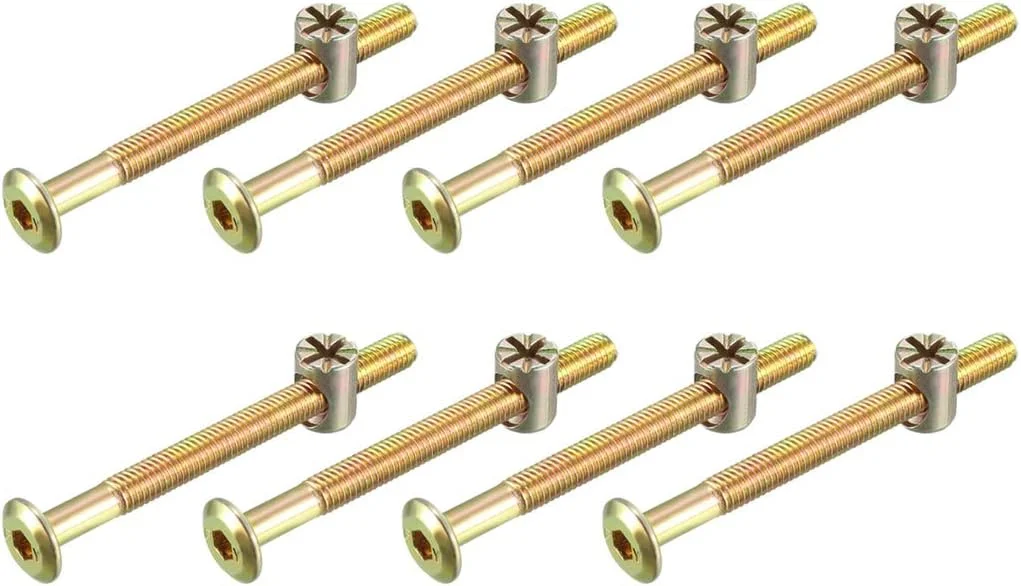 مجموعه پیچ و مهره مبلمان uxcell M6x70mm با سر سوکت شش گوش، طول رزوه 58 میلی متر به همراه مهره استوانه ای، 8 ست