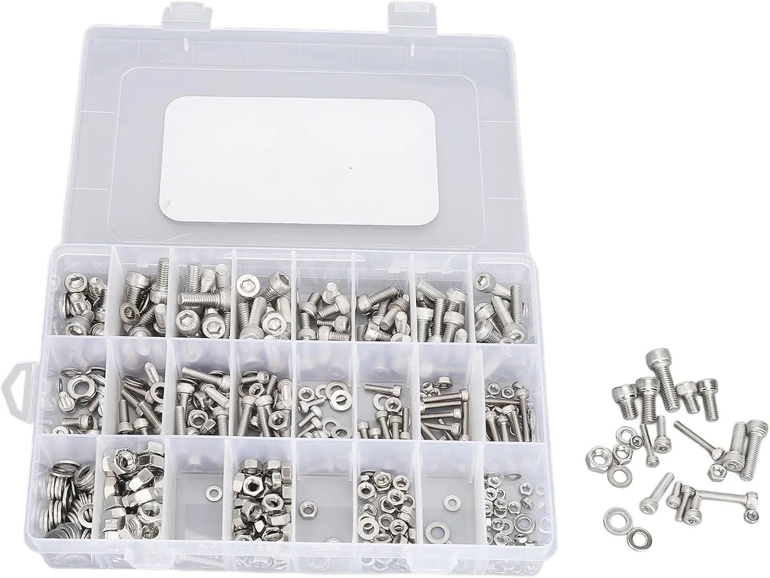 مجموعه 520 عددی مهره و پیچ NDNCZDHC، مجموعه پیچ های M3 M4 M5 M6، پیچ های سر شش گوش، مهره ها، واشرهای تخت