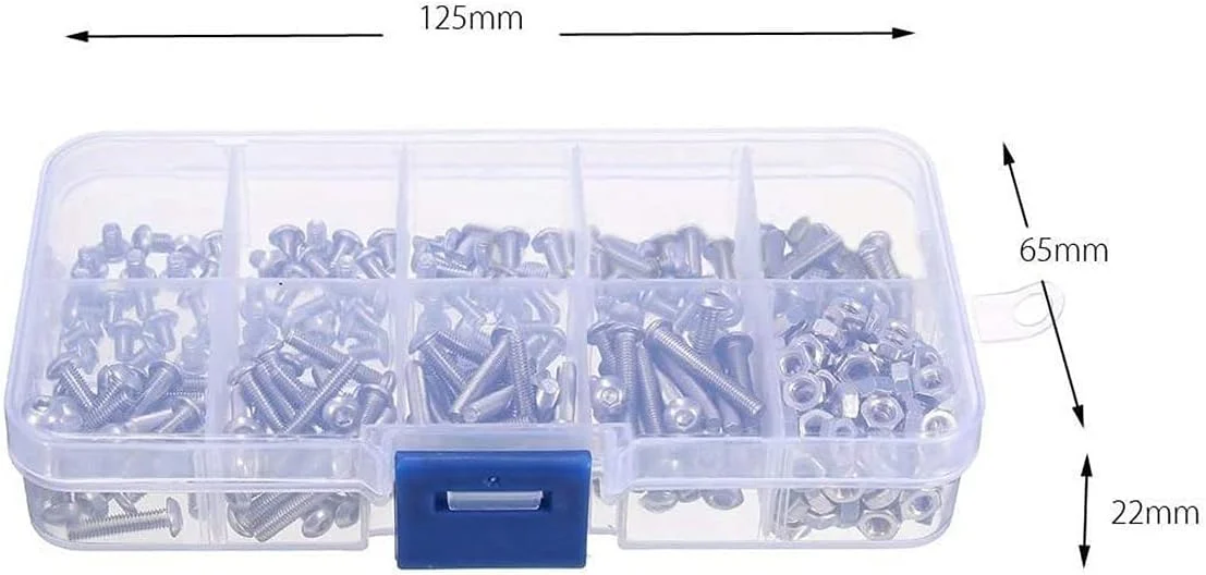 مجموعه پیچ و مهره استیل M3 A2 Nagolee، شامل پیچ های شش گوش، مهره و واشر، 340 قطعه مجموعه پیچ و مهره استیل M3 A2 Nagolee، شامل پیچ های شش گوش، مهره و واشر، 340 قطعه