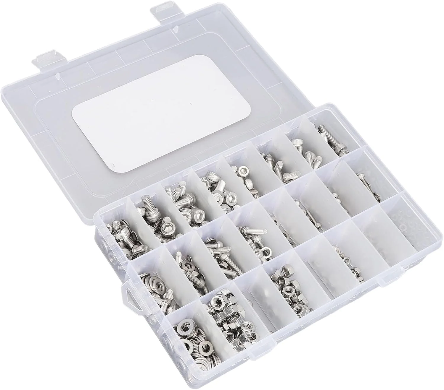 مجموعه 520 عددی مهره و پیچ NDNCZDHC، مجموعه پیچ های M3 M4 M5 M6، پیچ های سر شش گوش، مهره ها، واشرهای تخت