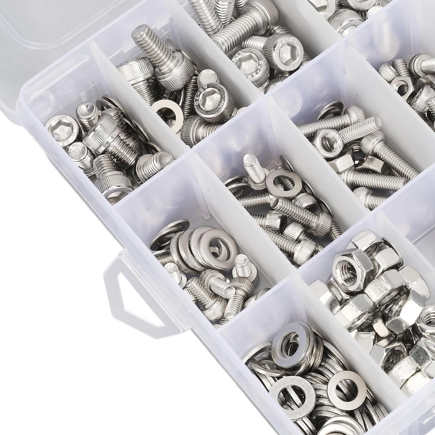 مجموعه 520 عددی مهره و پیچ NDNCZDHC، مجموعه پیچ های M3 M4 M5 M6، پیچ های سر شش گوش، مهره ها، واشرهای تخت