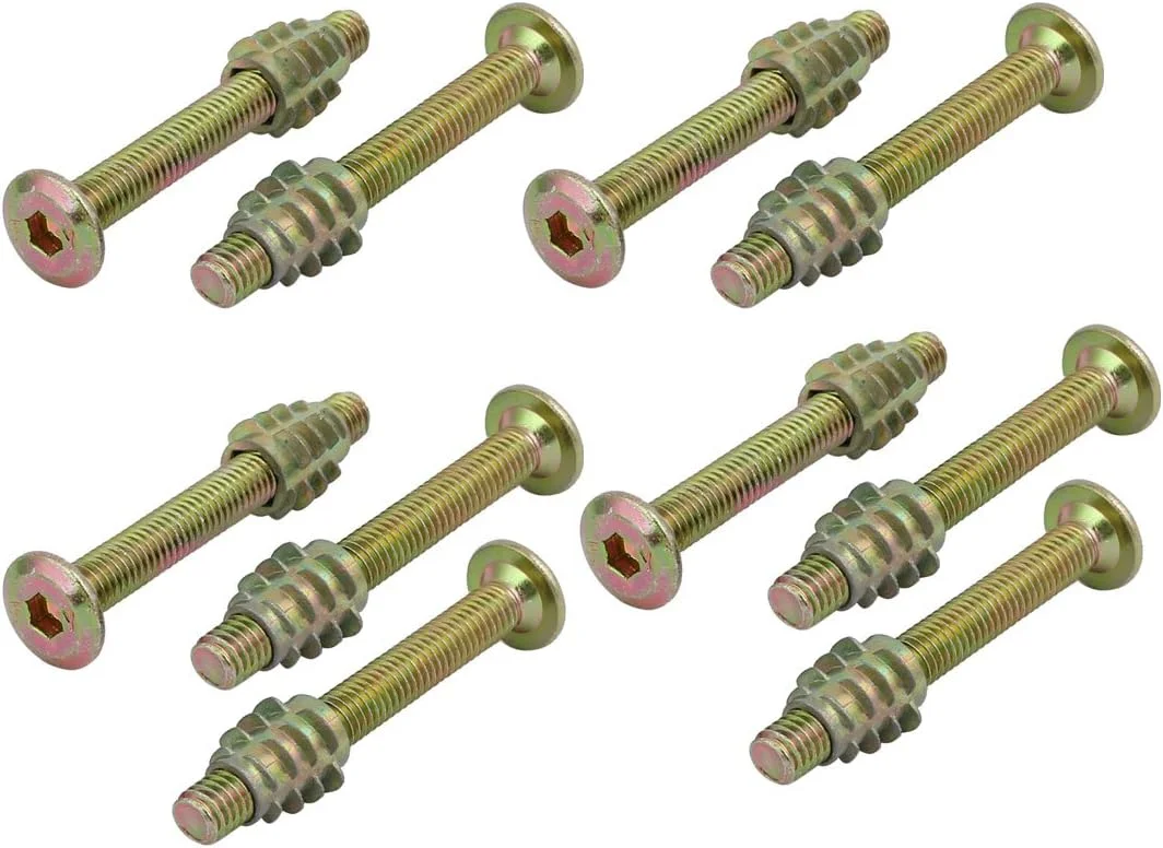 Aexit 10 عدد اتصالات اتصال دهنده مبلمان (سخت افزار خانگی) پیچ با سر سوکت شش گوش M6x50mm به همراه مهره چوبی Aexit 10 عدد اتصالات اتصال دهنده مبلمان (سخت افزار خانگی) پیچ با سر سوکت شش گوش M6x50mm به همراه مهره چوبی