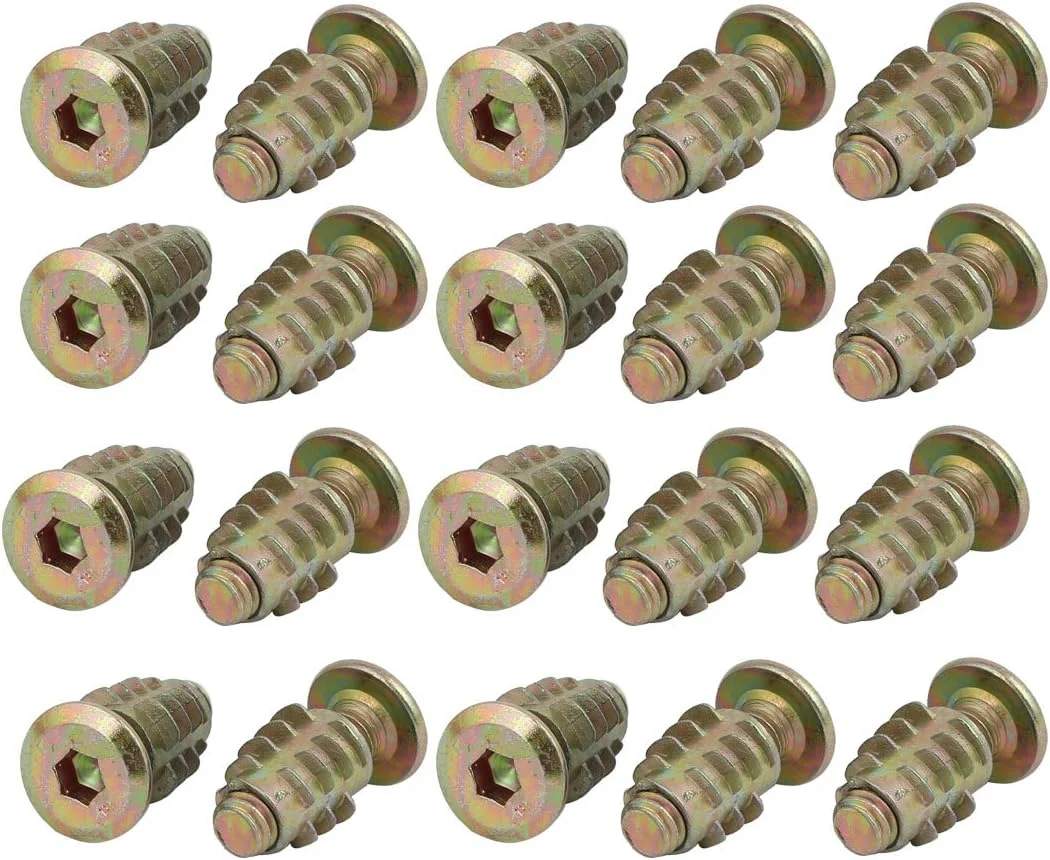 Aexit 20 عدد اتصالات اتصال دهنده مبلمان (سخت افزار خانگی) پیچ با سر سوکت شش گوش M6x20mm به همراه مهره چوبی Aexit 20 عدد اتصالات اتصال دهنده مبلمان (سخت افزار خانگی) پیچ با سر سوکت شش گوش M6x20mm به همراه مهره چوبی