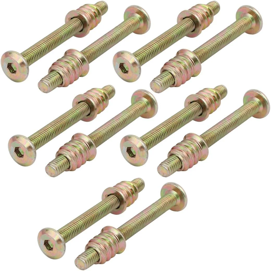 Aexit 10 عدد اتصالات اتصال دهنده مبلمان چوبی پیچ M6x60 میلی متر با سوکت شش گوش با مهره درج Aexit 10 عدد اتصالات اتصال دهنده مبلمان چوبی پیچ M6x60 میلی متر با سوکت شش گوش با مهره درج