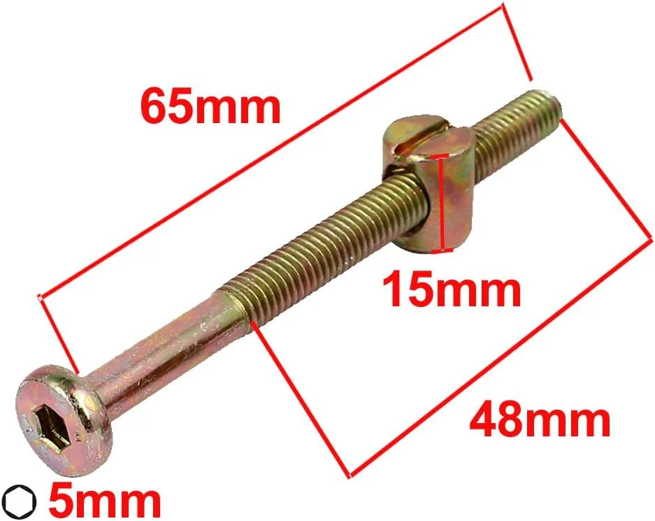 Aexit پیچ و مهره مبلمان با سر استوانه ای M8x65mm، رزوه 48mm، آچار آلن خور، به همراه مهره، 5 عدد Aexit پیچ و مهره مبلمان با سر استوانه ای M8x65mm، رزوه 48mm، آچار آلن خور، به همراه مهره، 5 عدد