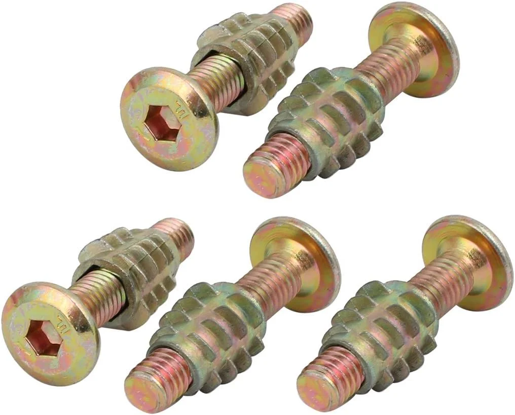 Aexit 5 عدد اتصالات اتصال دهنده مبلمان (سخت افزار خانگی) پیچ با سر سوکت شش گوش M6x30mm به همراه مهره چوبی