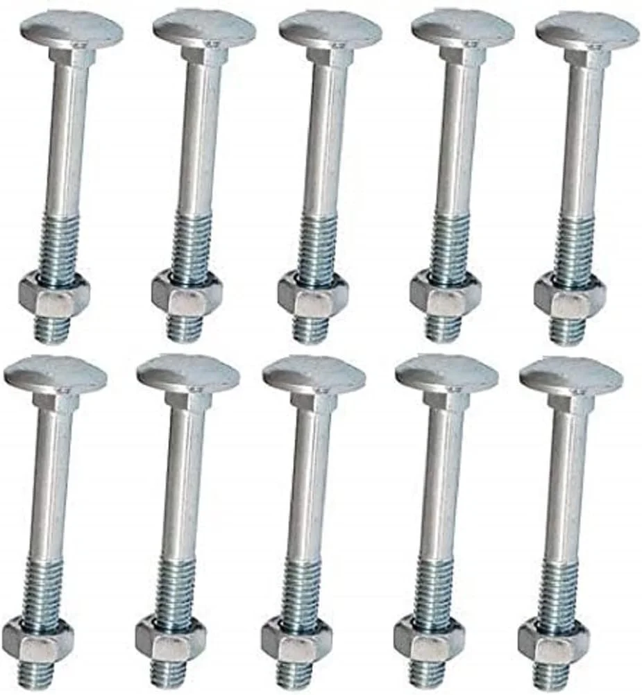 پیچ و مهره کالسکه ای Merriway BH04824، M6 x 75mm (1/4 اینچ x 3 اینچ) - روکش گالوانیزه، بسته 10 عددی