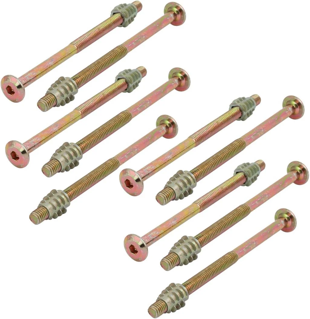 Aexit 10 عدد اتصالات اتصال دهنده مبلمان (سخت افزار خانگی) پیچ با سر استوانه ای M6x100mm به همراه مهره چوبی