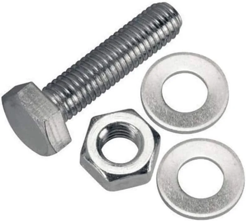 مجموعه پیچ و مهره 12 عددی با سر شش گوش، واشر و رزوه کامل، جنس آهن گالوانیزه، پرداخت ساده. (8، 60 میلی متر)