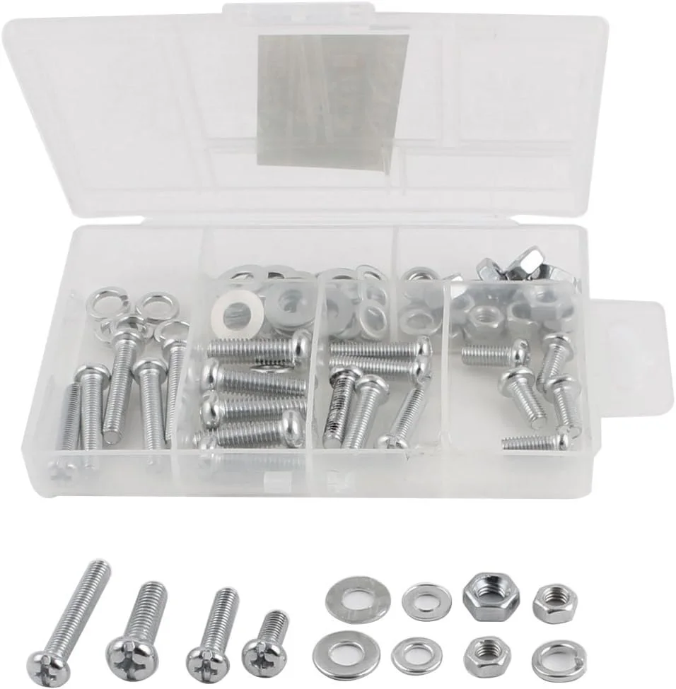 Aexit M5 (تجهیزات خانه) M6 پیچ ​​های استیل ضد زنگ سر گرد فیلیپس، مهره ها، واشرها، مجموعه 97 عددی