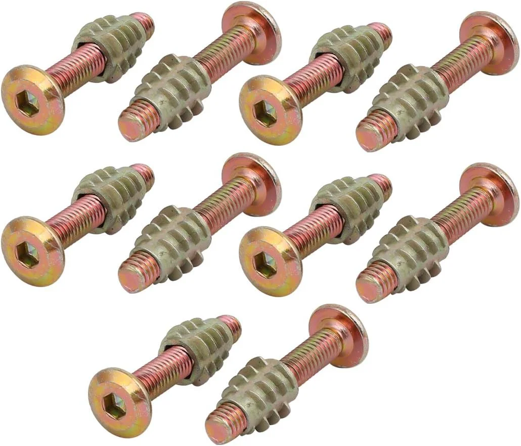 Aexit 10 عدد اتصالات اتصال دهنده مبلمان (سخت افزار خانگی) پیچ ​​M6x35mm با سر سوکت شش گوش به همراه مهره چوبی