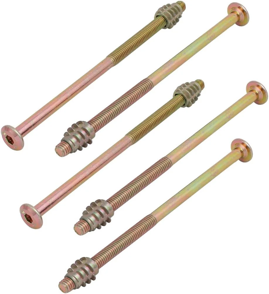 Aexit 5 عدد اتصالات اتصال دهنده مبلمان (سخت افزار خانگی) پیچ ​​با سر استوانه ای M6x120mm با مهره چوبی