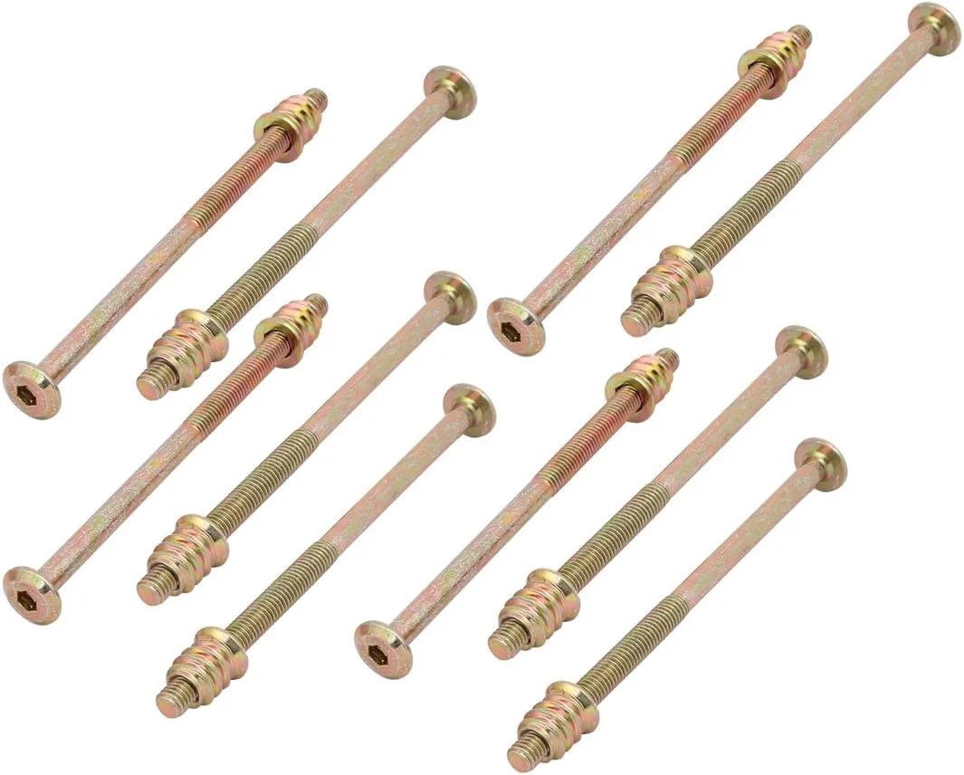 Aexit 10pcs (Home hardware) Wooded Furniture Connecting Fitting M6x110mm Hex Socket Bolt w (39ry331qf632) Insert Nut