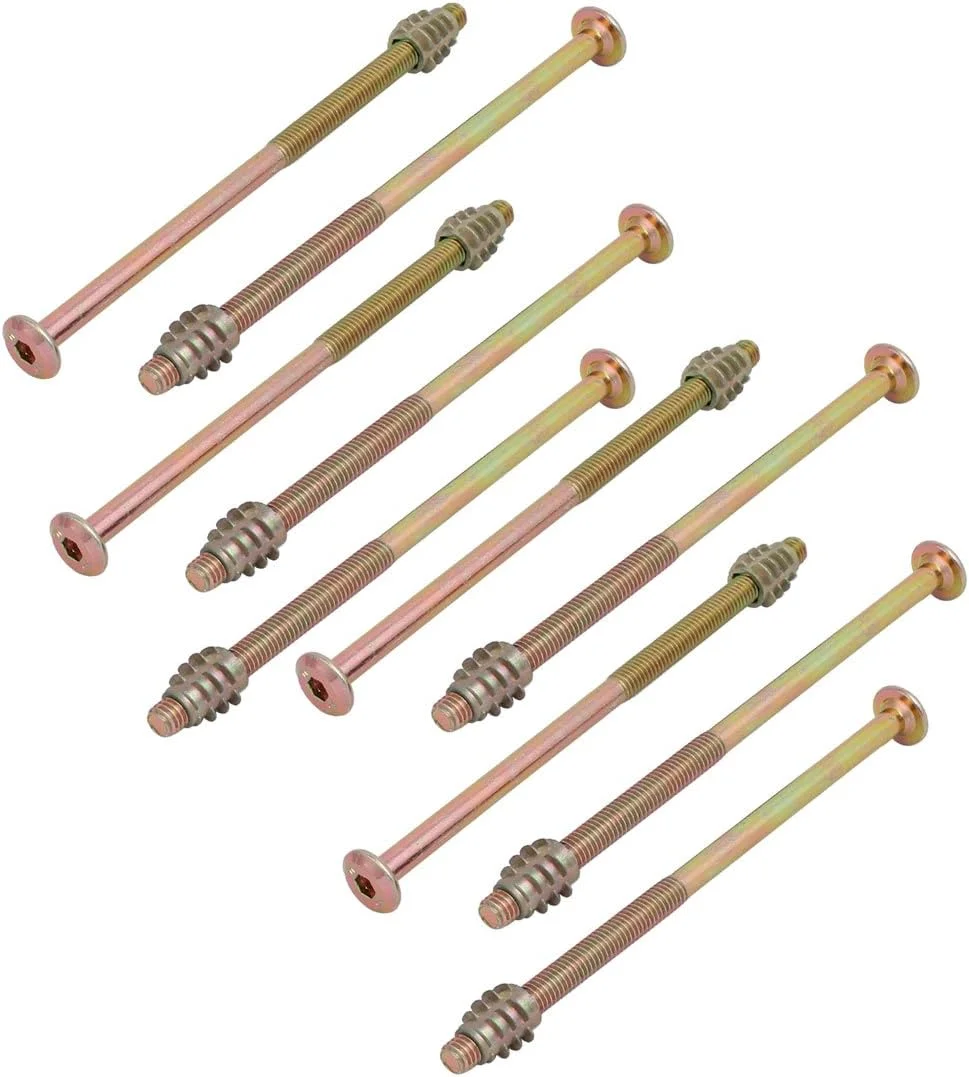 Aexit 10 عدد اتصالات اتصال دهنده مبلمان (سخت افزار خانگی) پیچ M6x120mm با سر سوکت شش گوش به همراه مهره چوبی