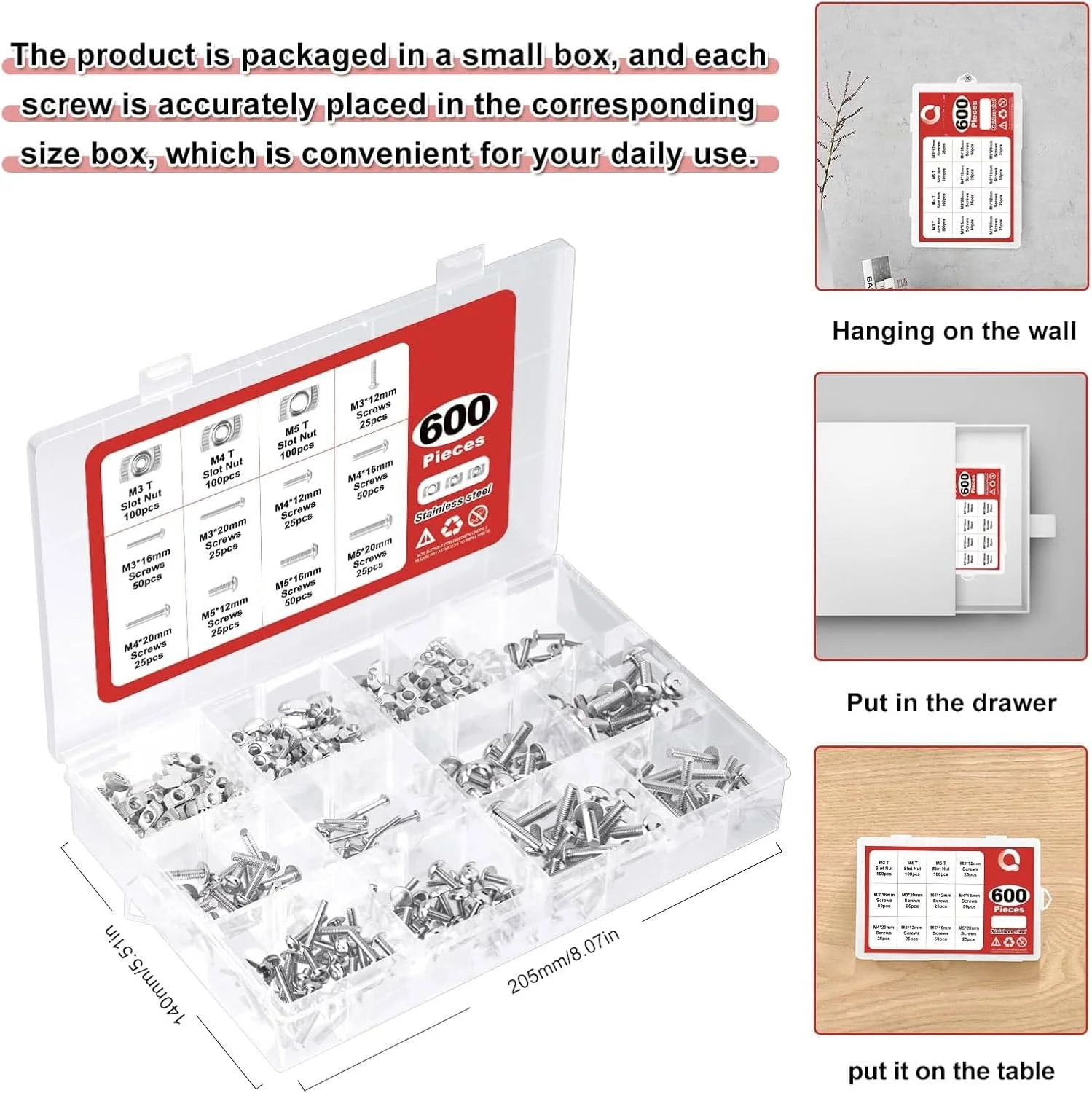 مجموعه 600 عددی پیچ و مهره M3 M4 M5، واشرهای قفلی، پیچ های استیل ضد زنگ با سر دکمه ای و سوکت شش گوش، به همراه 3 عدد آچار آلن رایگان، شامل جعبه ابزار مجموعه 600 عددی پیچ و مهره M3 M4 M5، واشرهای قفلی، پیچ های استیل ضد زنگ با سر دکمه ای و سوکت شش گوش، به همراه 3 عدد آچار آلن رایگان، شامل جعبه ابزار
