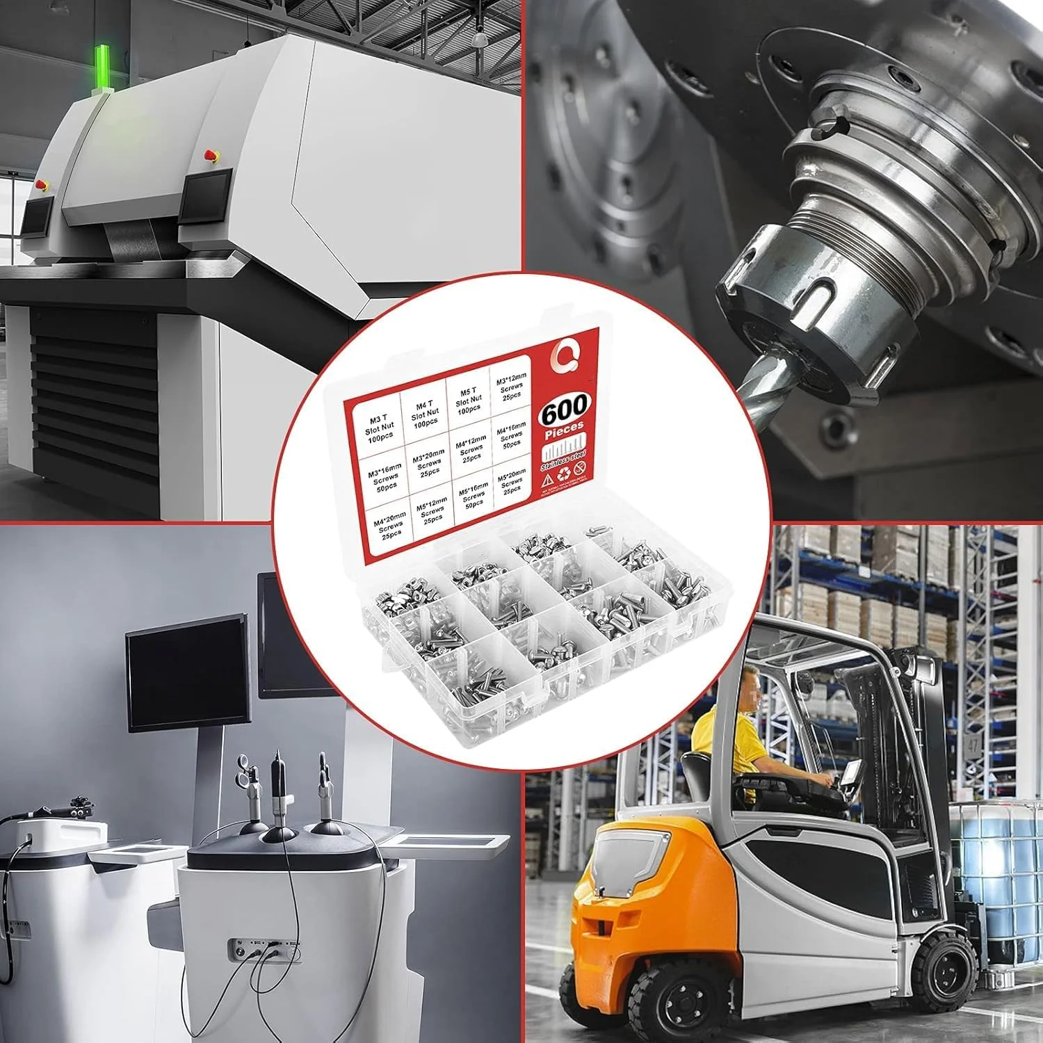 مجموعه 600 عددی پیچ و مهره M3 M4 M5، واشرهای قفلی، پیچ های استیل ضد زنگ با سر دکمه ای و سوکت شش گوش، به همراه 3 عدد آچار آلن رایگان، شامل جعبه ابزار مجموعه 600 عددی پیچ و مهره M3 M4 M5، واشرهای قفلی، پیچ های استیل ضد زنگ با سر دکمه ای و سوکت شش گوش، به همراه 3 عدد آچار آلن رایگان، شامل جعبه ابزار