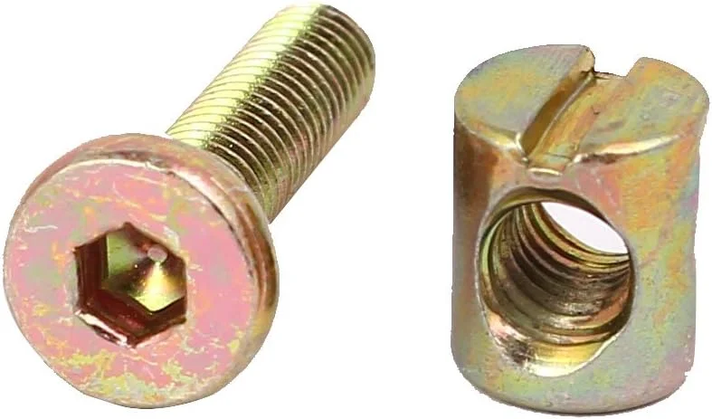 Aexit پیچ و مهره مبلمان با سر استوانه ای و سوکت M6x30mm به همراه مهره اتصال M6x12mm، بسته 10 عددی Aexit پیچ و مهره مبلمان با سر استوانه ای و سوکت M6x30mm به همراه مهره اتصال M6x12mm، بسته 10 عددی