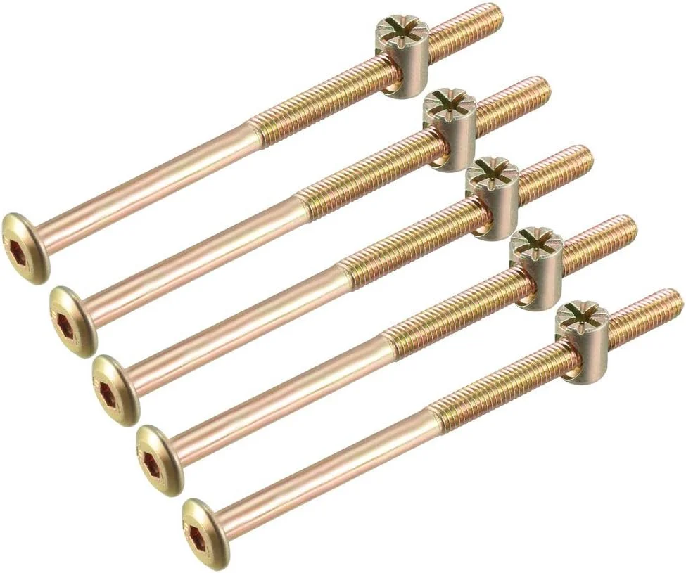 ست پیچ و مهره مبلمان M6x100mm اکسل، پیچ آلن خور، طول رزوه 56.7 میلی متر با مهره استوانه ای، دوسو، 5 ست