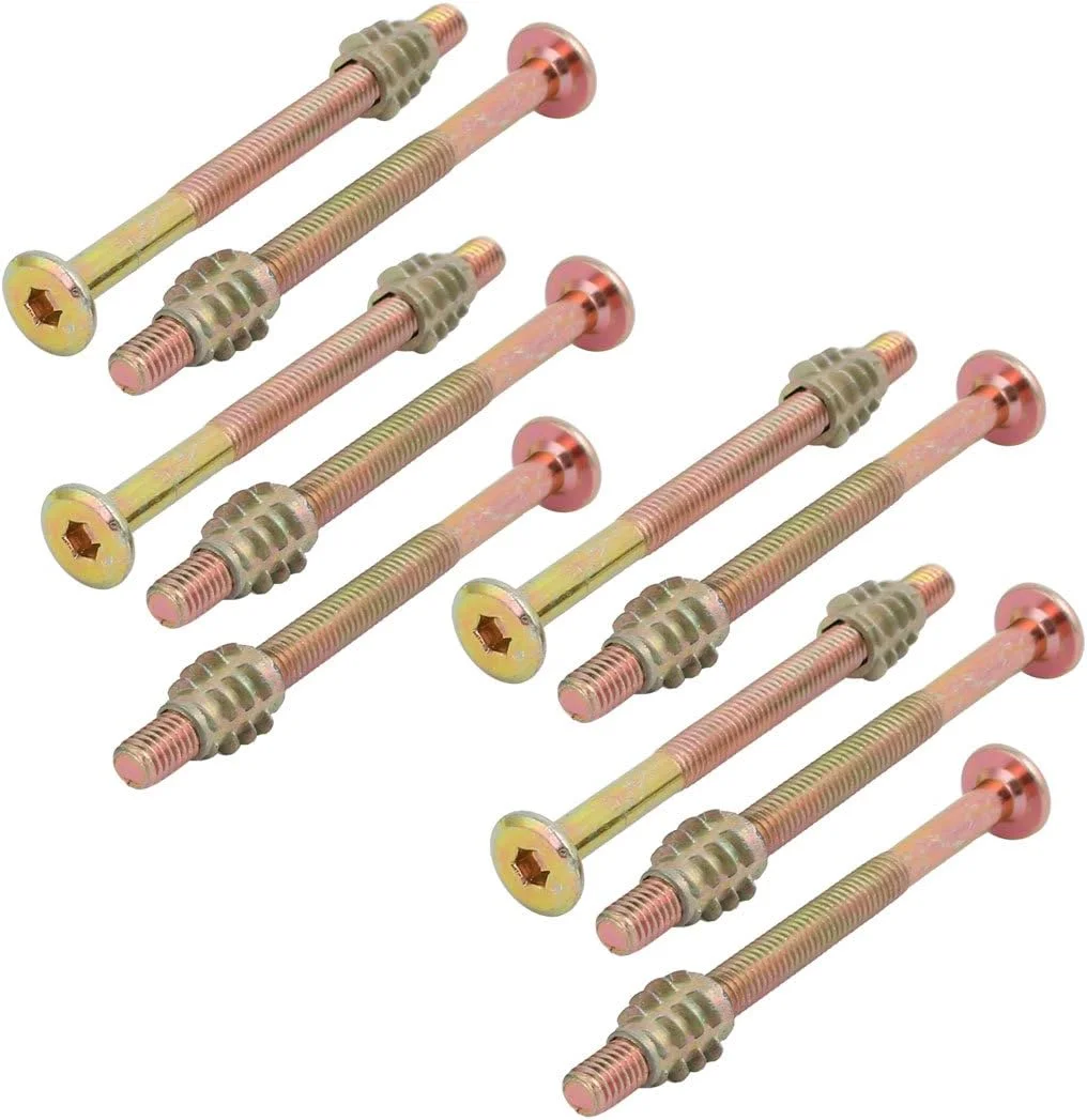 Aexit 10 عدد اتصالات اتصال دهنده مبلمان M6x80mm پیچ با سر سوکت شش گوش به همراه مهره چوبی