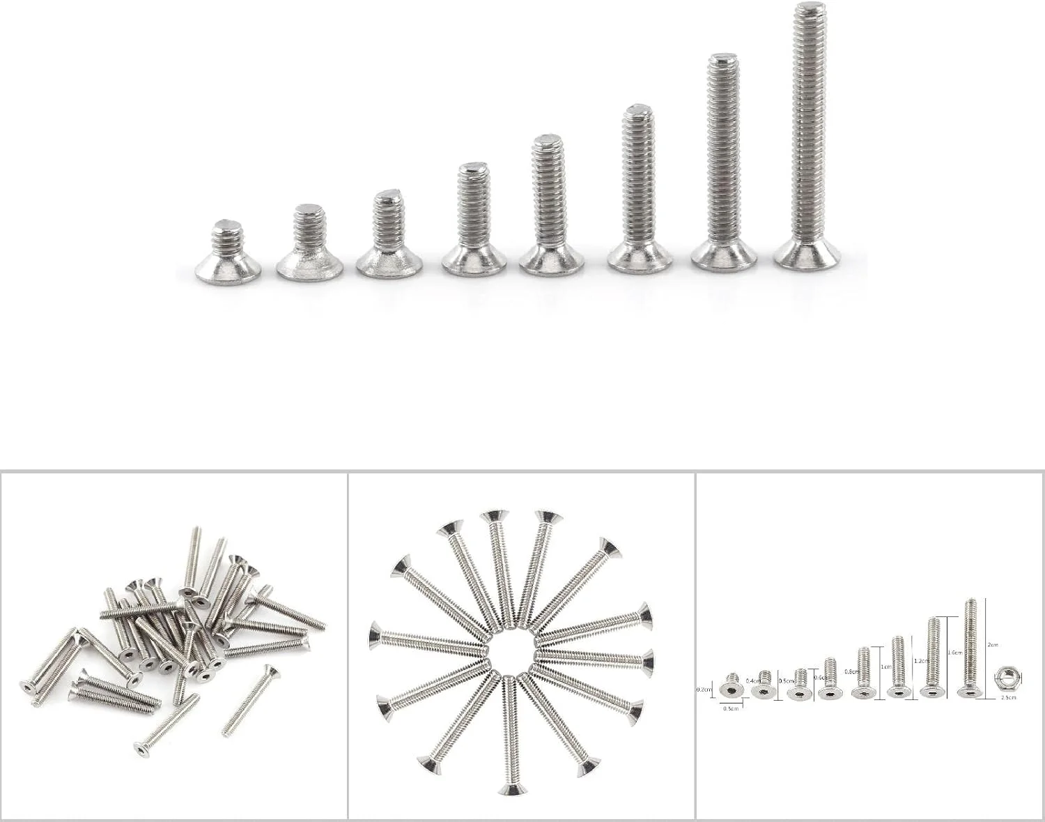 مجموعه پیچ و مهره استیل M2.5 با سر شش گوش در سایزهای مختلف برای مصارف خانگی، تعمیرات مبلمان و خودرو (مدل #3) مجموعه پیچ و مهره استیل M2.5 با سر شش گوش در سایزهای مختلف برای مصارف خانگی، تعمیرات مبلمان و خودرو (مدل #3)