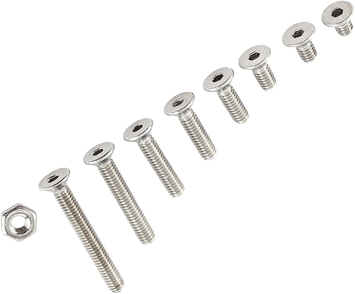 مجموعه پیچ و مهره استیل M2.5 با سر شش گوش در سایزهای مختلف برای مصارف خانگی، تعمیرات مبلمان و خودرو (مدل #3) مجموعه پیچ و مهره استیل M2.5 با سر شش گوش در سایزهای مختلف برای مصارف خانگی، تعمیرات مبلمان و خودرو (مدل #3)
