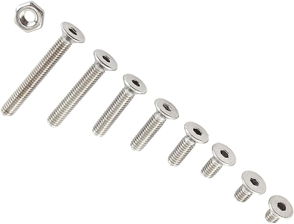 مجموعه پیچ و مهره استیل M2.5 با سر شش گوش در سایزهای مختلف برای مصارف خانگی، تعمیرات مبلمان و خودرو (مدل #3) مجموعه پیچ و مهره استیل M2.5 با سر شش گوش در سایزهای مختلف برای مصارف خانگی، تعمیرات مبلمان و خودرو (مدل #3)