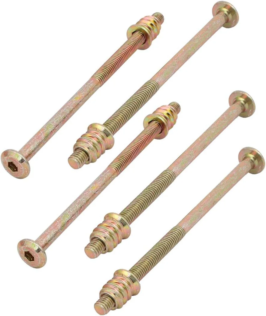 Aexit 5pcs (Home hardware) Wooded Furniture Connecting Fitting M6x110mm Hex Socket Bolt w (13ry171qf355) Insert Nut