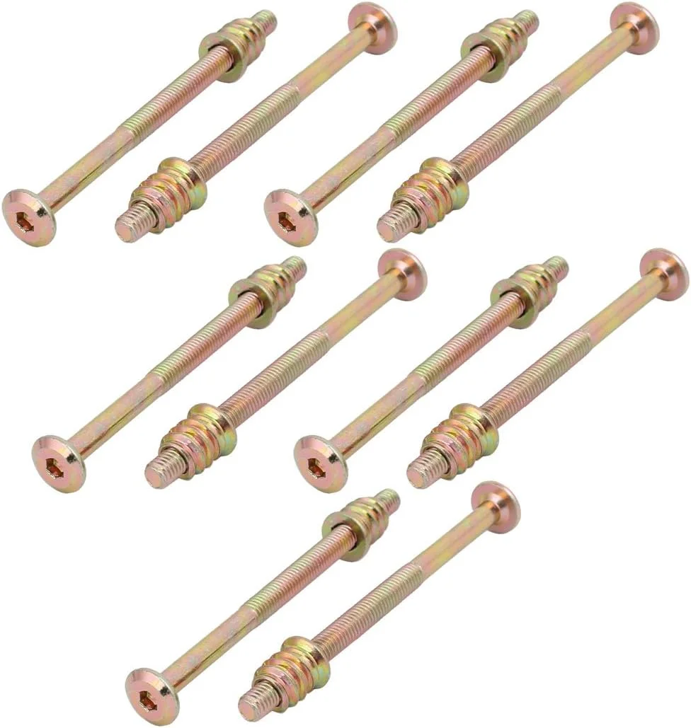 Aexit 10 عدد اتصالات اتصال دهنده مبلمان چوبی پیچ سوکت شش گوش M6x90mm با مهره درج