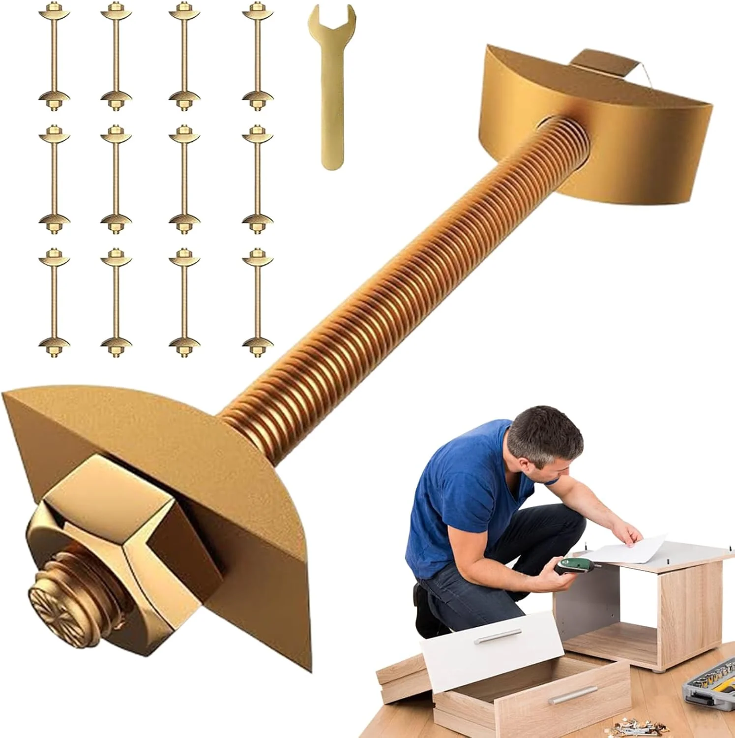 اتصالات مبلمان - اتصال دهنده بلوک قصابی M8x100 میلی متر - مجموعه 12 عددی پیچ و مهره فلزی برای اتصال اتصالات بلوک قصابی، قاب تخت خواب و قاب میز اتصالات مبلمان - اتصال دهنده بلوک قصابی M8x100 میلی متر - مجموعه 12 عددی پیچ و مهره فلزی برای اتصال اتصالات بلوک قصابی، قاب تخت خواب و قاب میز