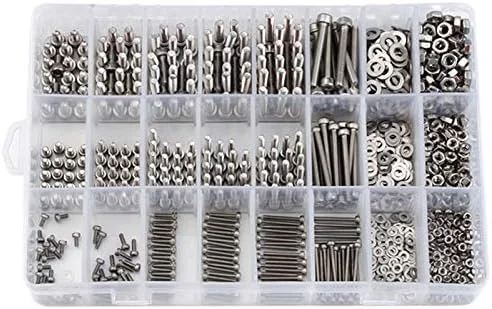 مجموعه 1080 عددی پیچ و مهره استیل ضد زنگ M2/M3/M4 با سوکت شش گوش، سخت افزار بست، پیچ های سر استوانه ای با سوکت شش گوش و واشر تخت (نقره ای)